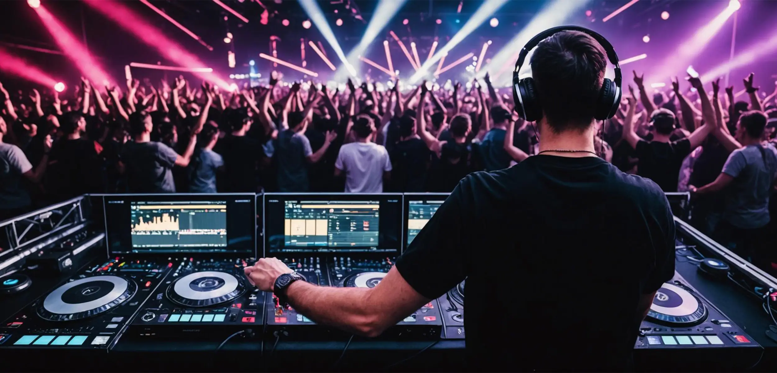 a person in headphones at a dj's desk