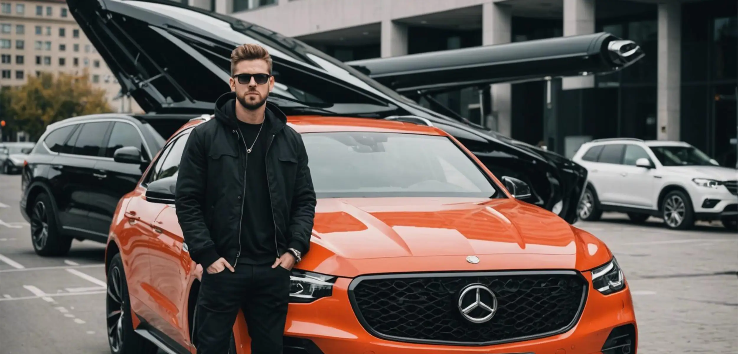 a man standing next to a car