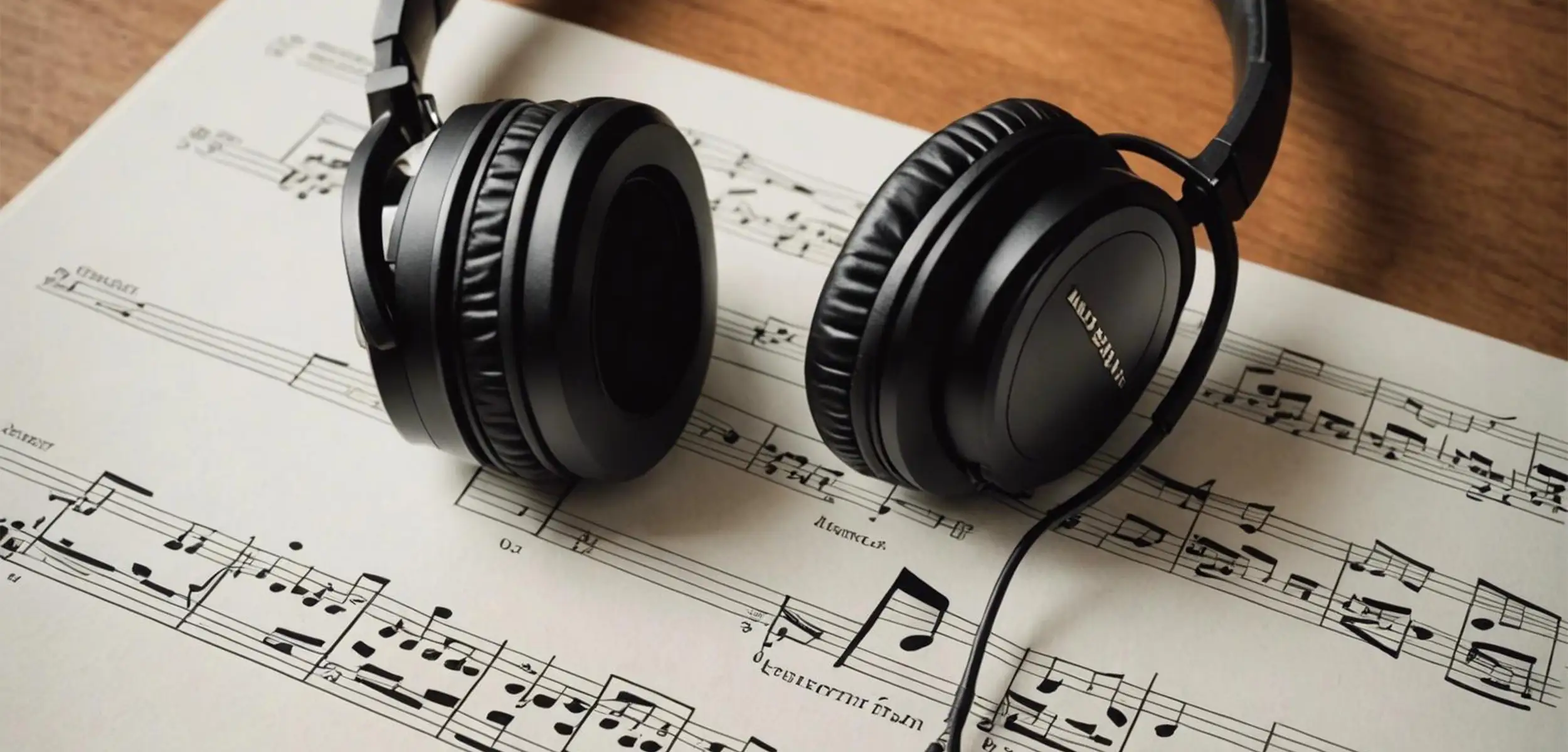a pair of headphones on a sheet of music