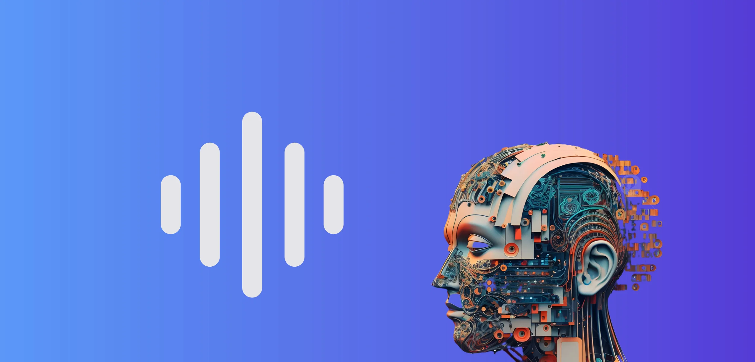 a robot head with a sound wave