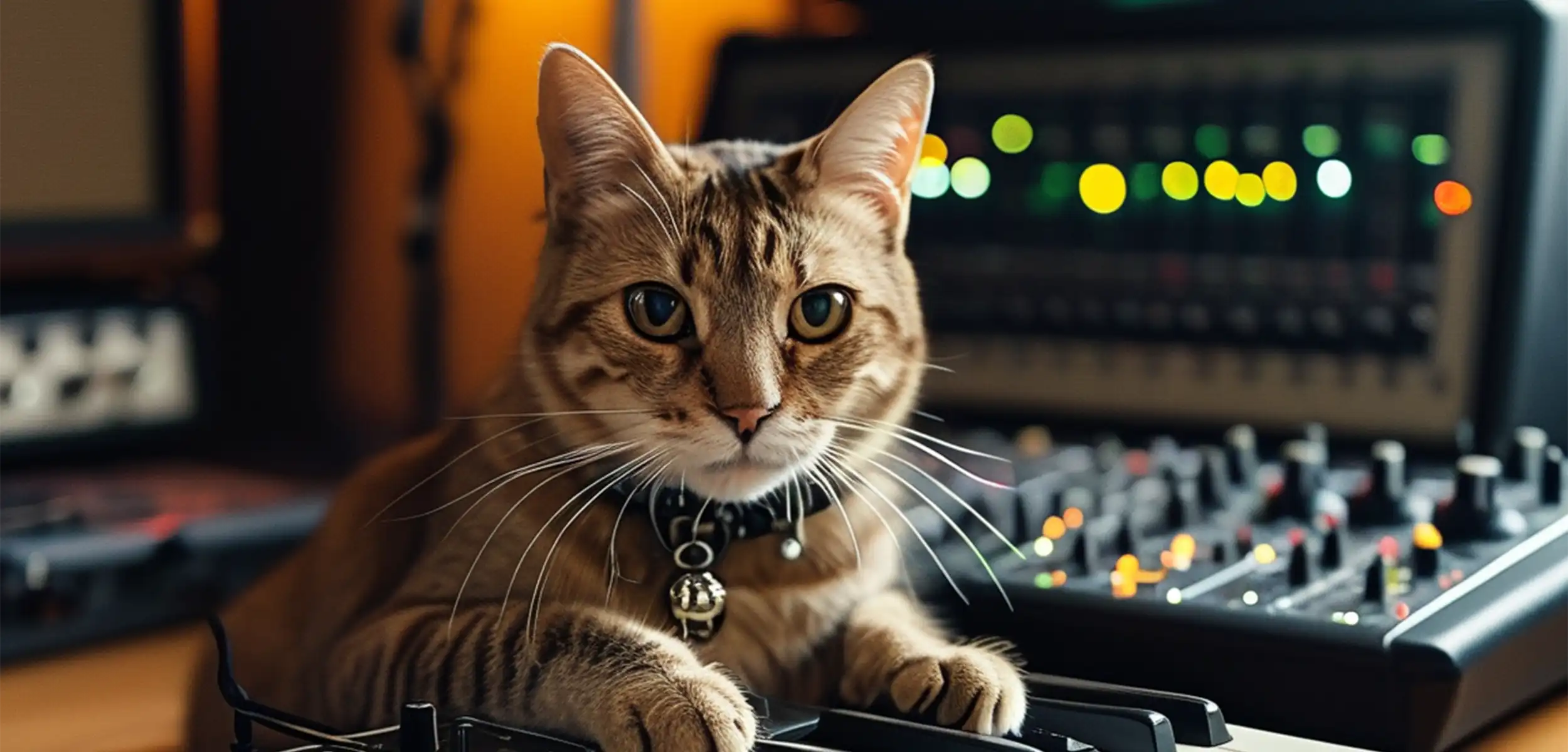 cat with synth